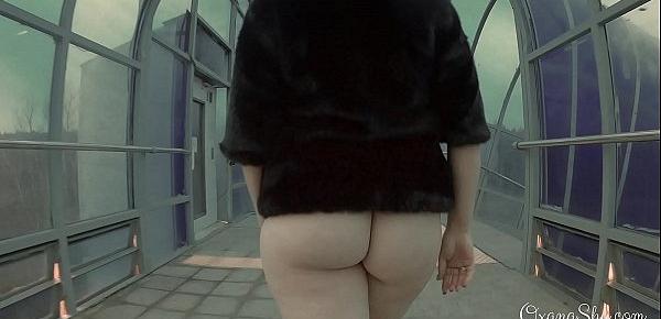  Slut in an overpass. Winter and summer. Butt plug and blowjob